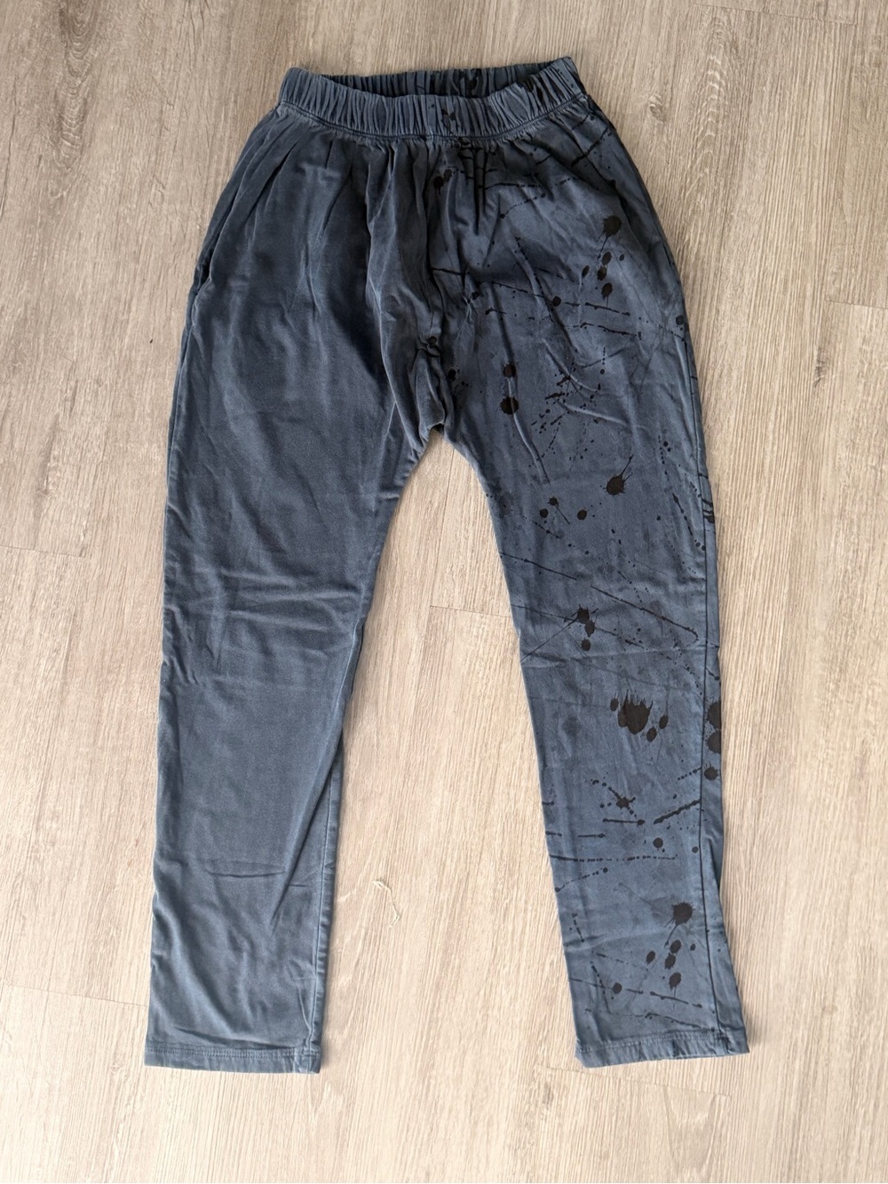 Kids Navy Jogger Sweatpants with Black Paint-Splash Detail